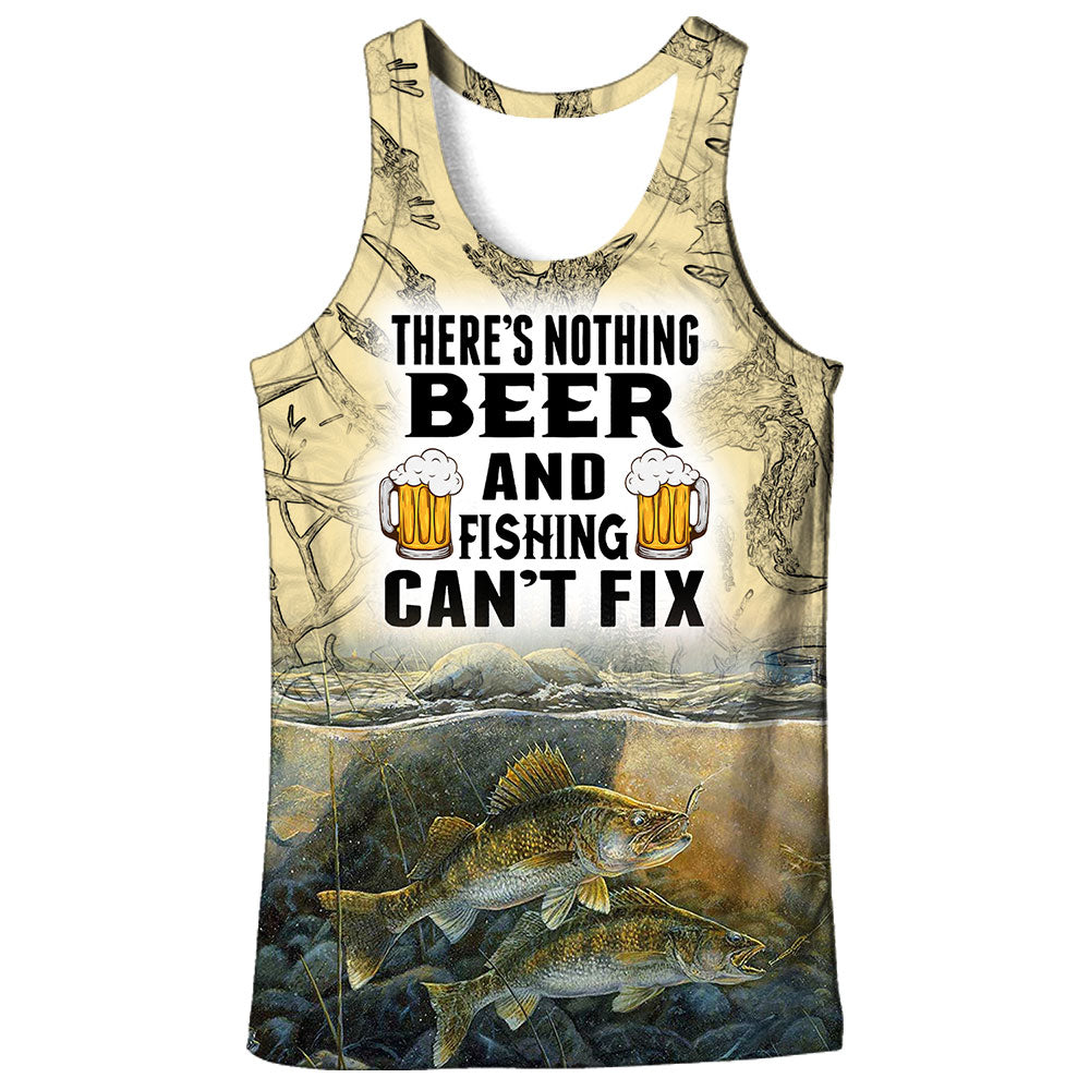 There's nothing Beer and Fishing can't fix | Walleye fishing Tank Top