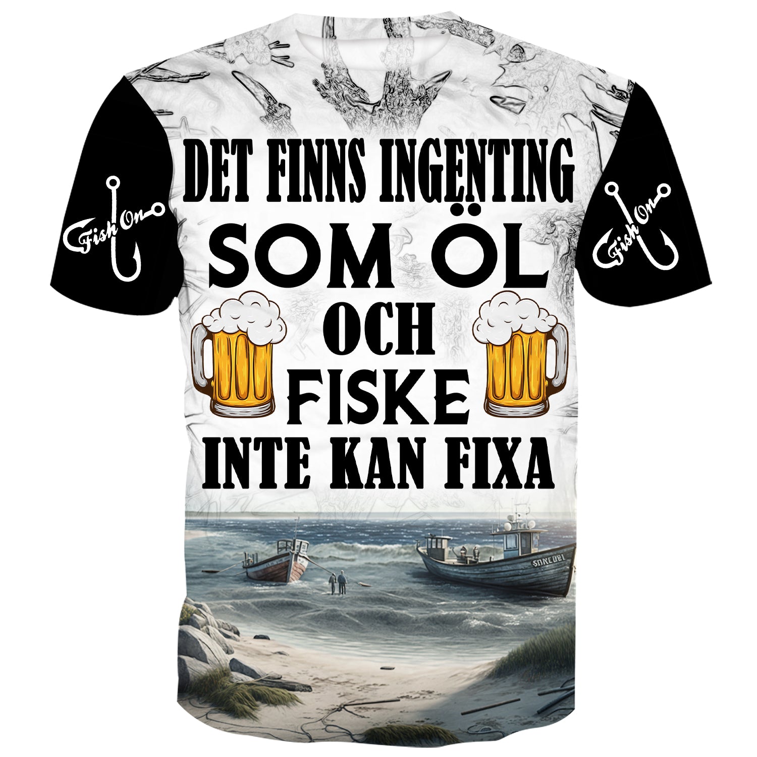 Det finns inget som Öl och Fiske inte kan fixa - Skåne Saltwater Fishing T-Shirt
