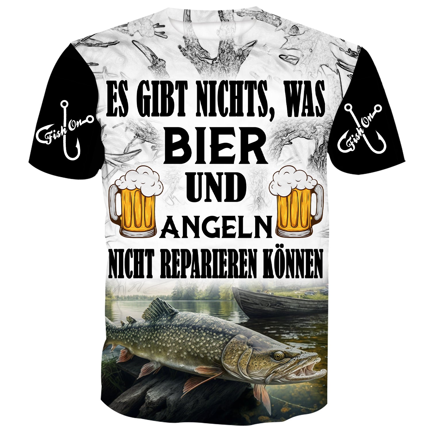Es gibt nichts, was Bier und Angeln nicht reparieren können - Sächsisches Hechtangel-T-Shirt