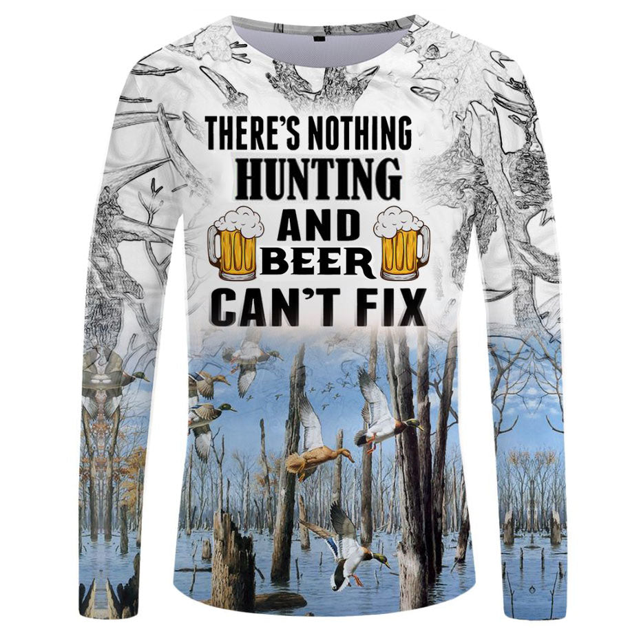 There's nothing Hunting and Beer can't fix - Duck Hunting Long Sleeve Shirt