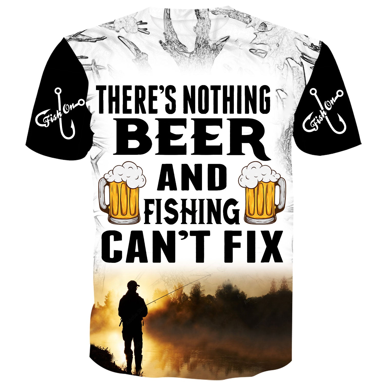 Funny fishing Tshirt with saying there is nothing beer and fishing can't fix