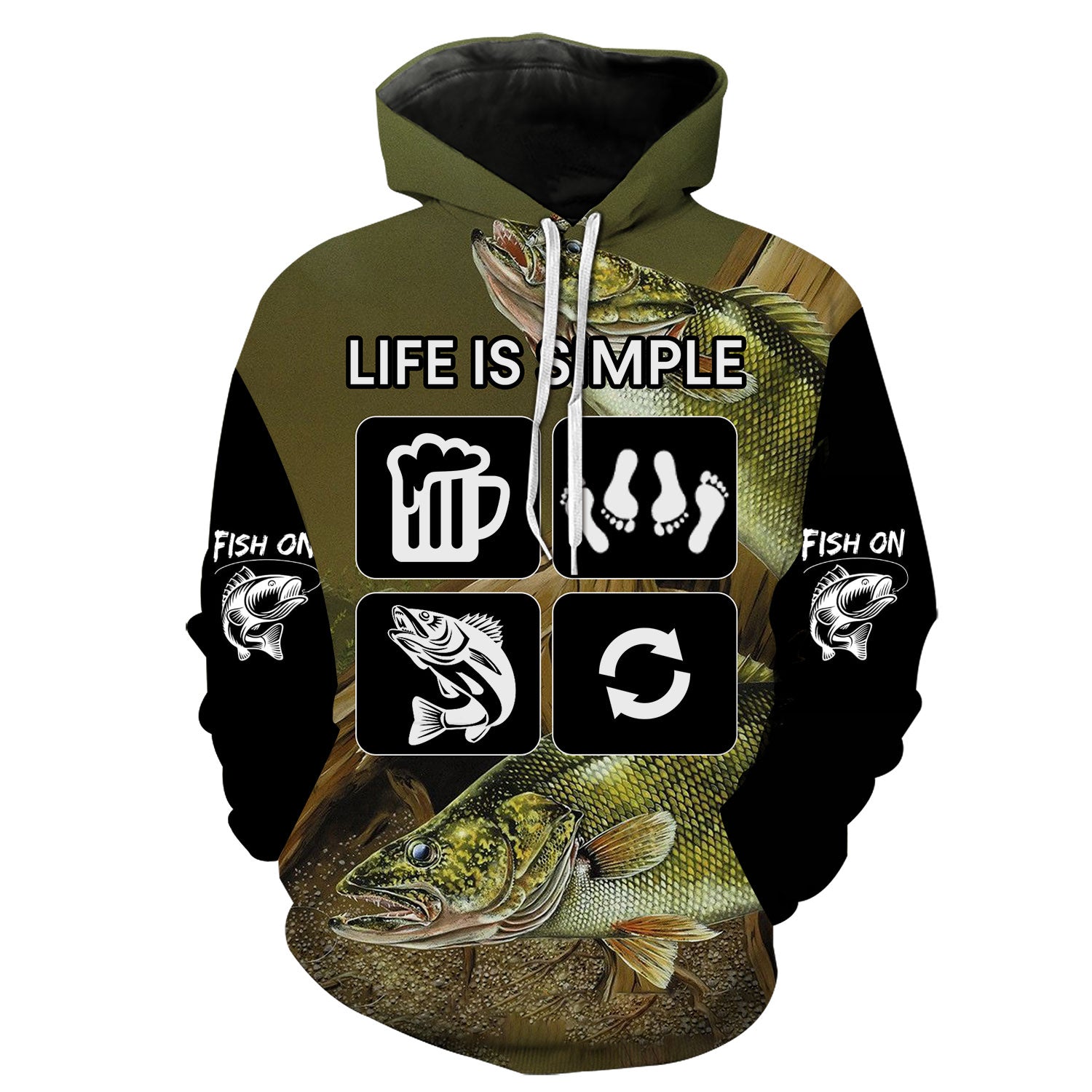 Life is Simple - Fish on Hoodie