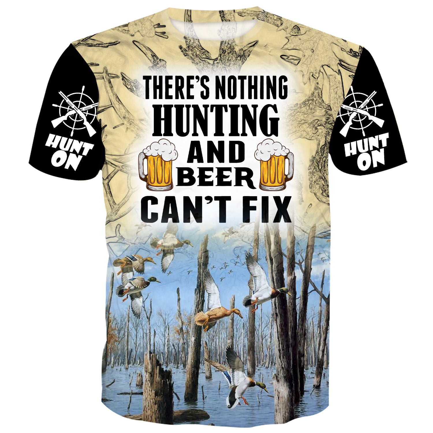 There's nothing Hunting and Beer can't fix - Duck Hunting Multicolor T-Shirt