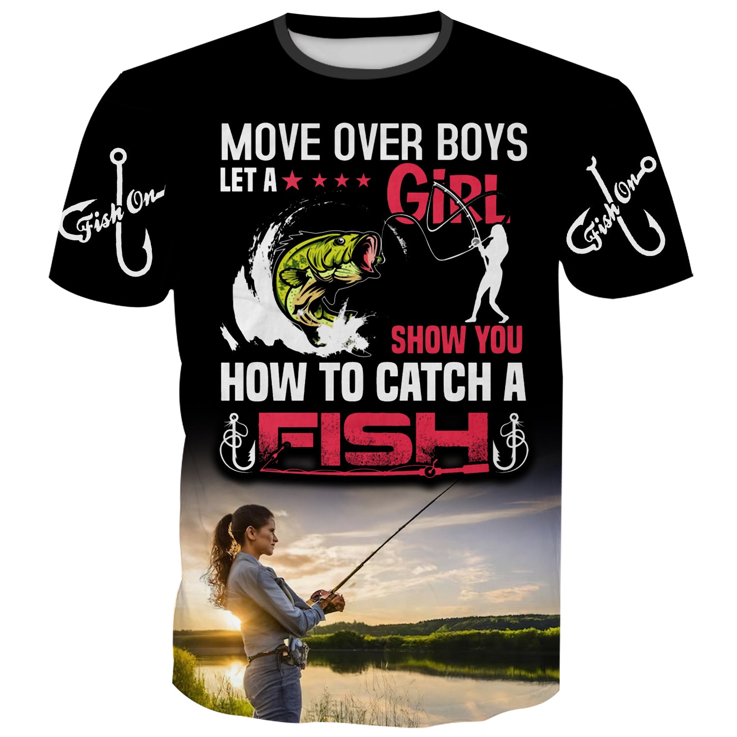 Move over girls, Let her show you how to catch a Fish - T-Shirt