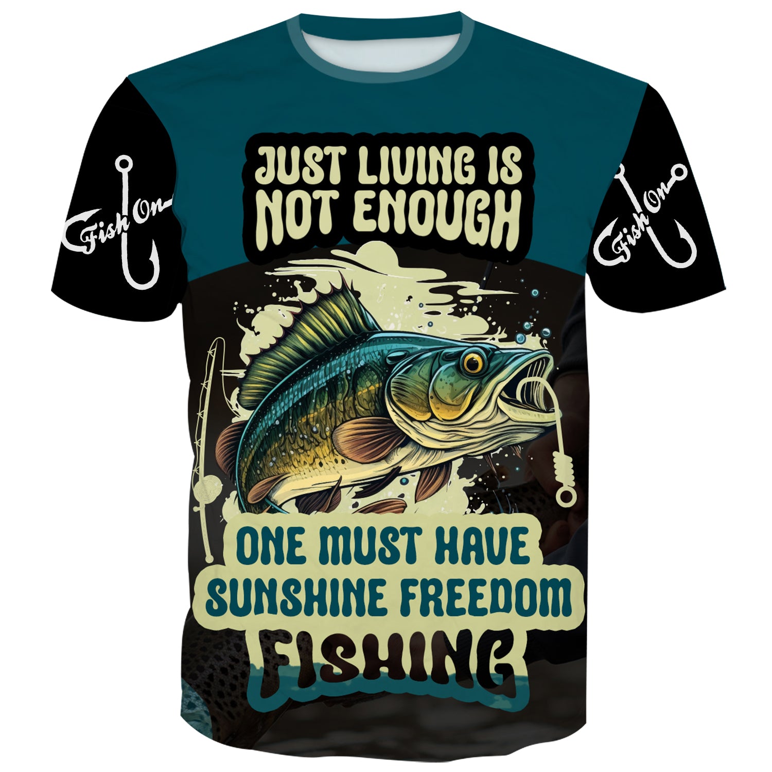 Just living is not enough one must have sunshine freedom - Fishing T-Shirt