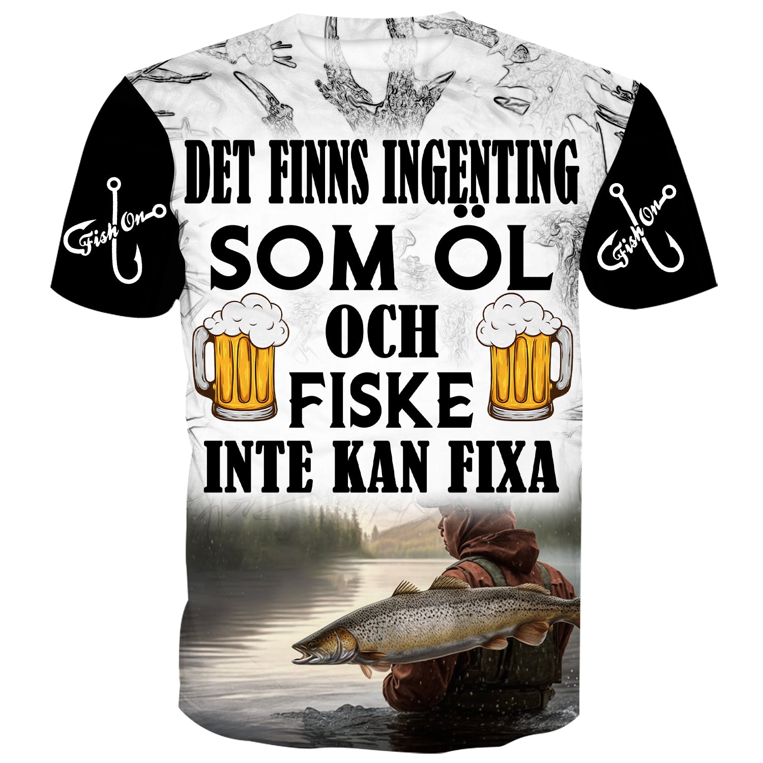 Det finns inget som Öl och Fiske inte kan fixa - Västerbottens Öringfiske T-Shirt
