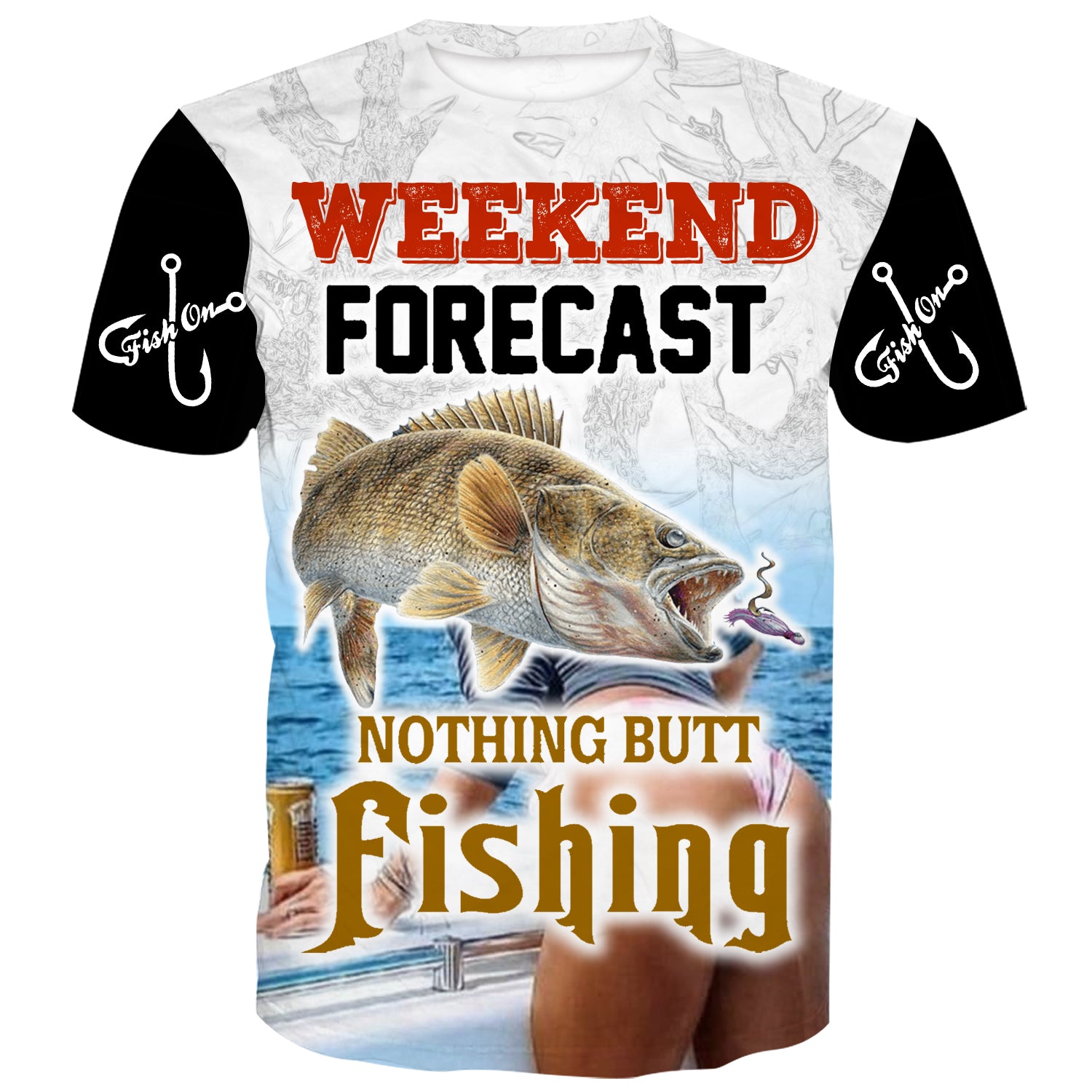 Weekend Forecast nothing Butt Fishing - Walleye T-Shirt