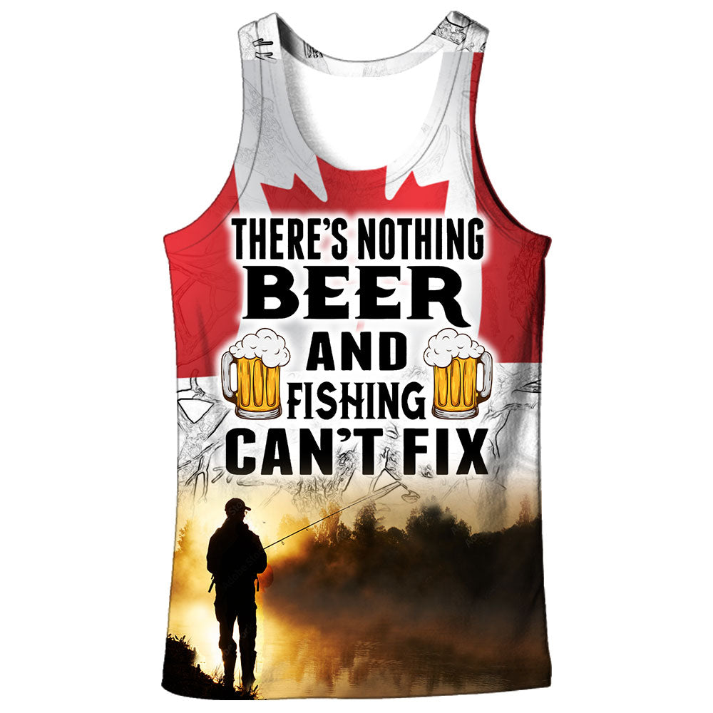 There's nothing Beer and Fishing can't fix - Canadian Flag Tank Top