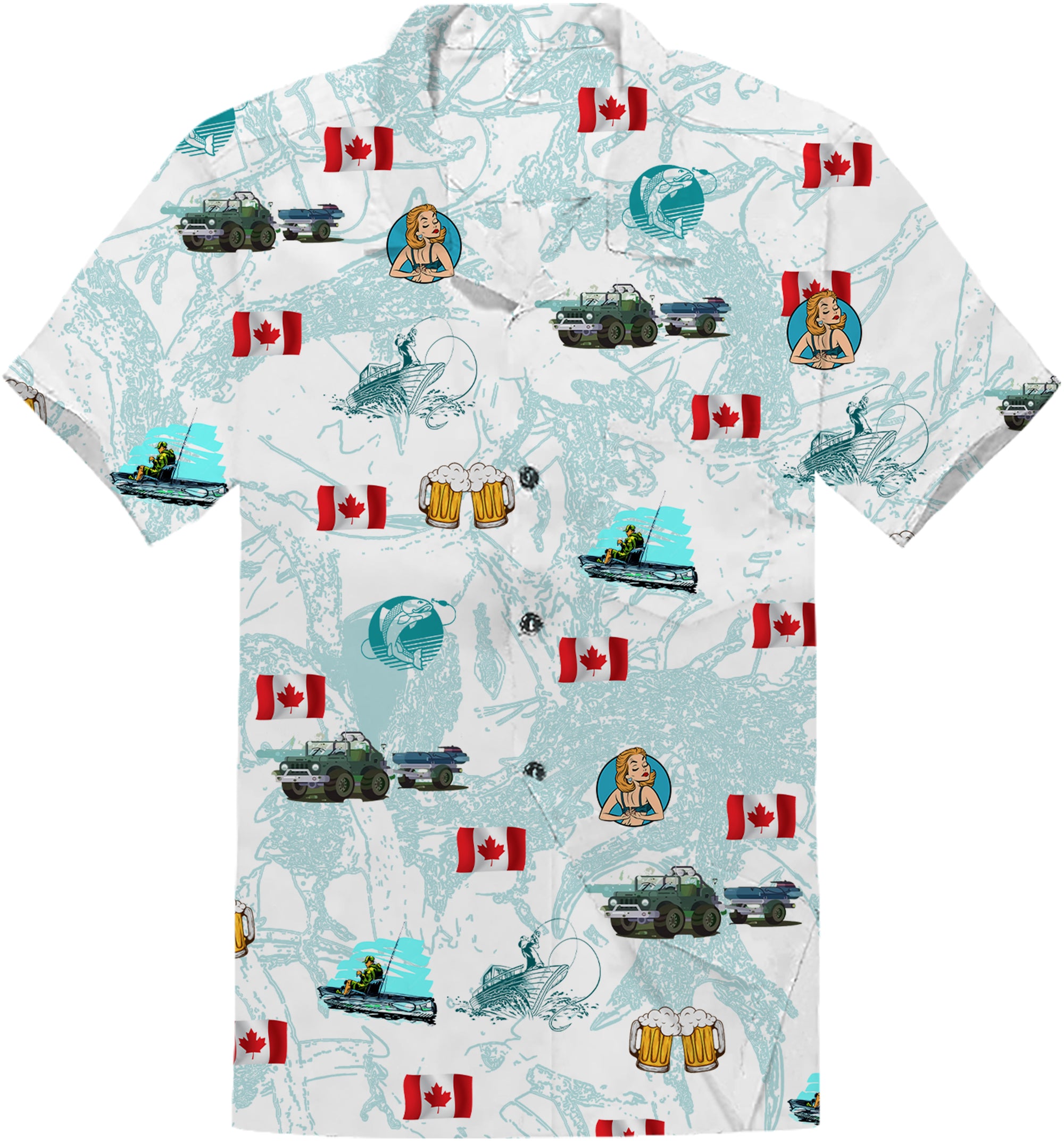 Canadian Flag Hawaiian Fishing Shirt