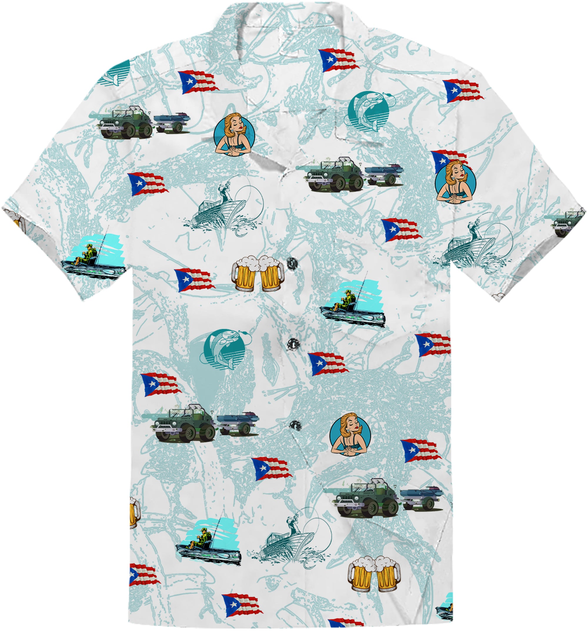 Puerto Rico Flag Hawaiian Fishing Shirt