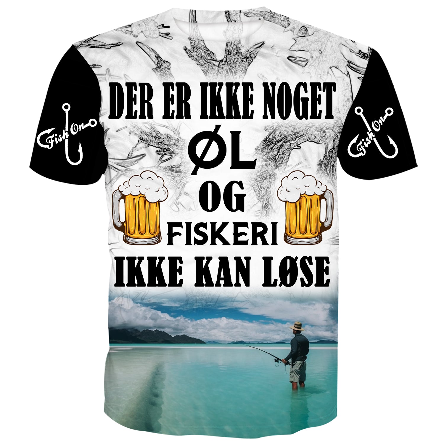 Der er ikke noget Øl og Fiskeri ikke kan fikse - Sjælland Ferskvandsfiske T-Shirt