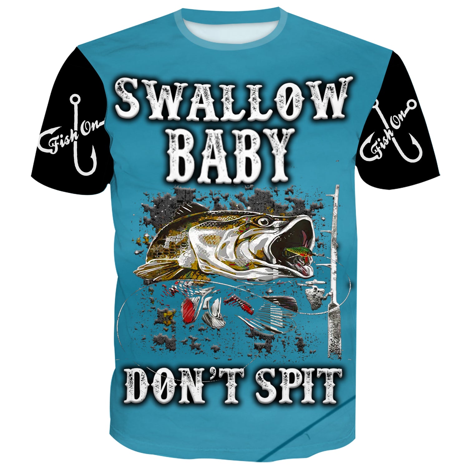 Swallow Baby, Don't Spit - Fishing T-Shirt, Light Blue / 2XL