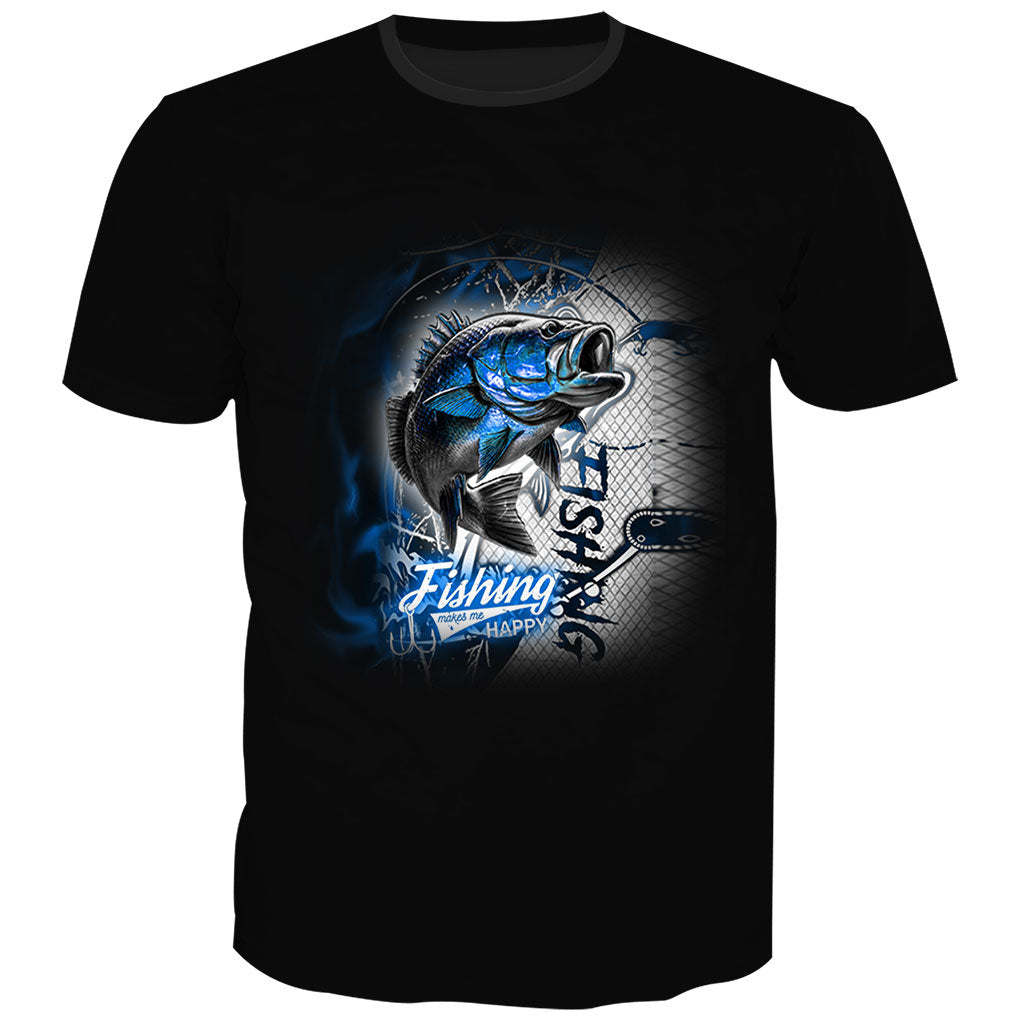 Blue net Fishing - Chest Print T-Shirt