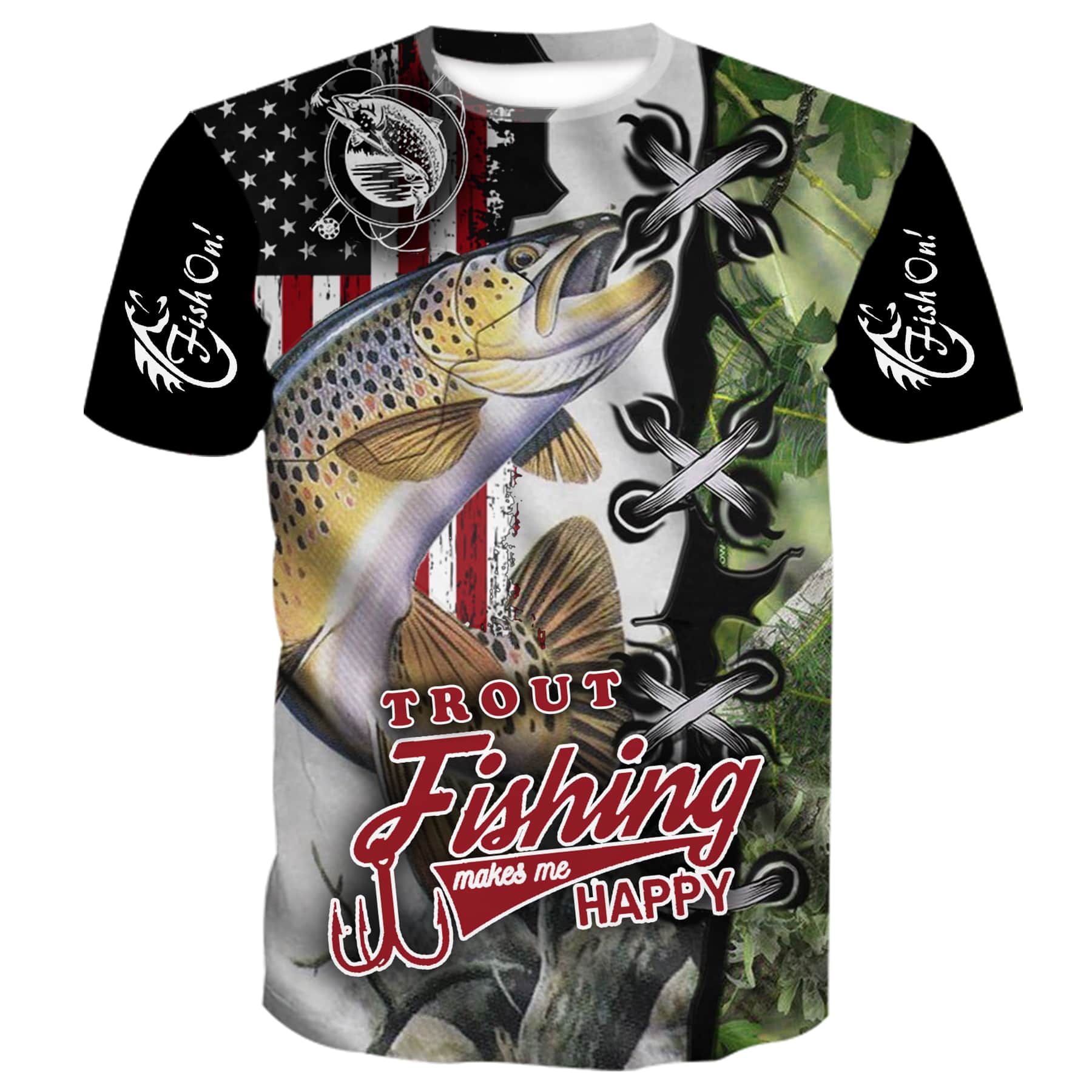 Trout Fishing Makes Me Happy - Kid's T-Shirt, Youth Medium (10)