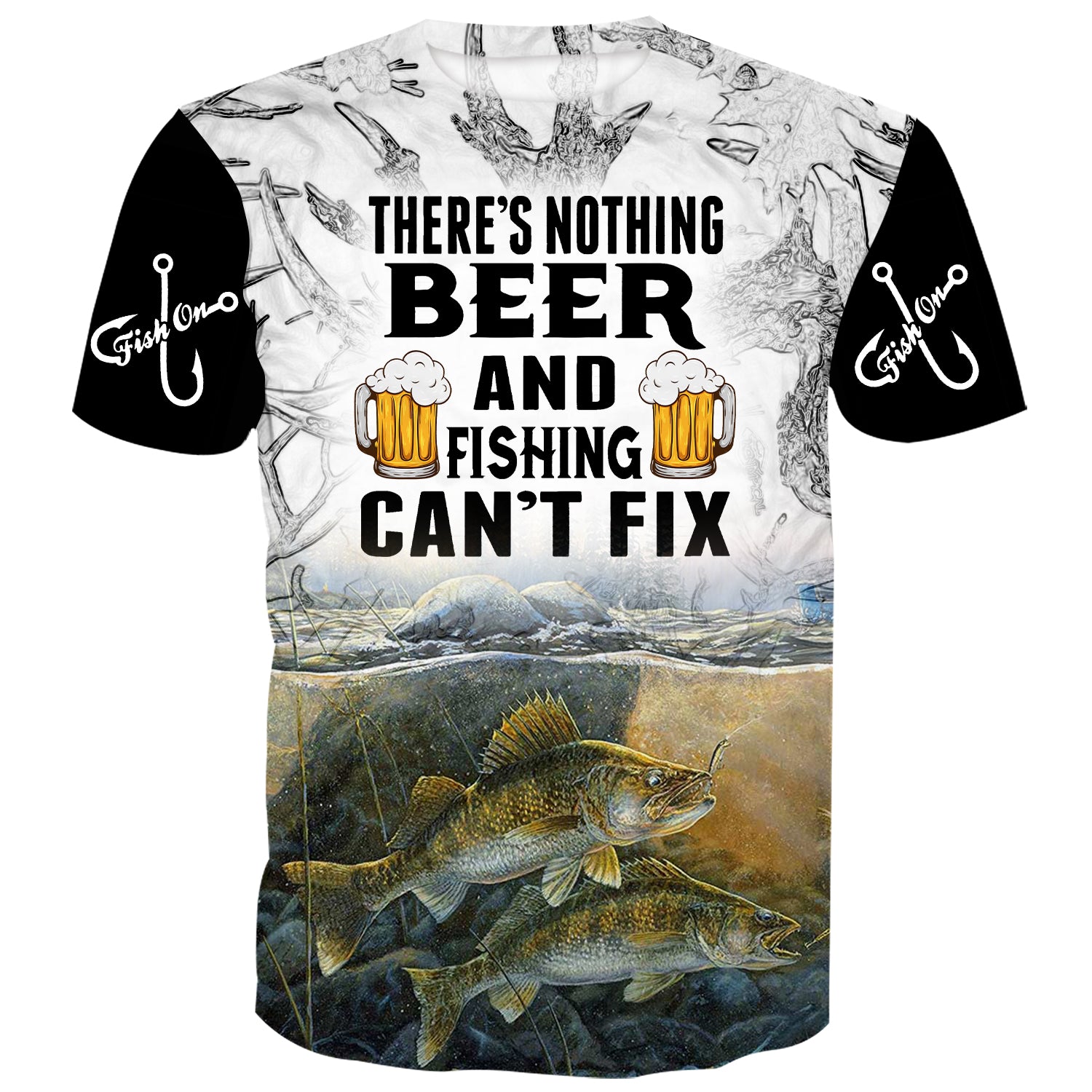 There's nothing beer and fishing can't fix - Walleye T-Shirt