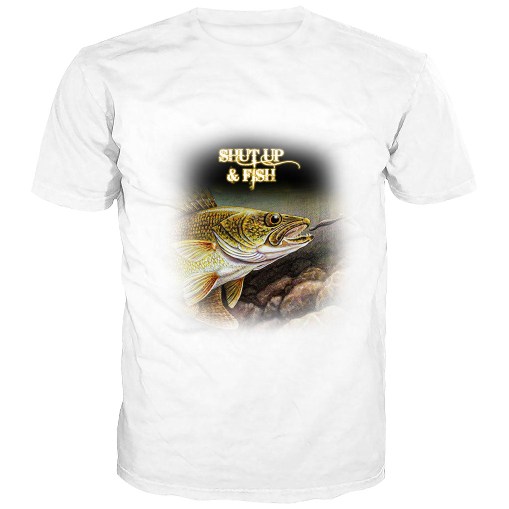 Shut up and Fish - Chest Print T-Shirt