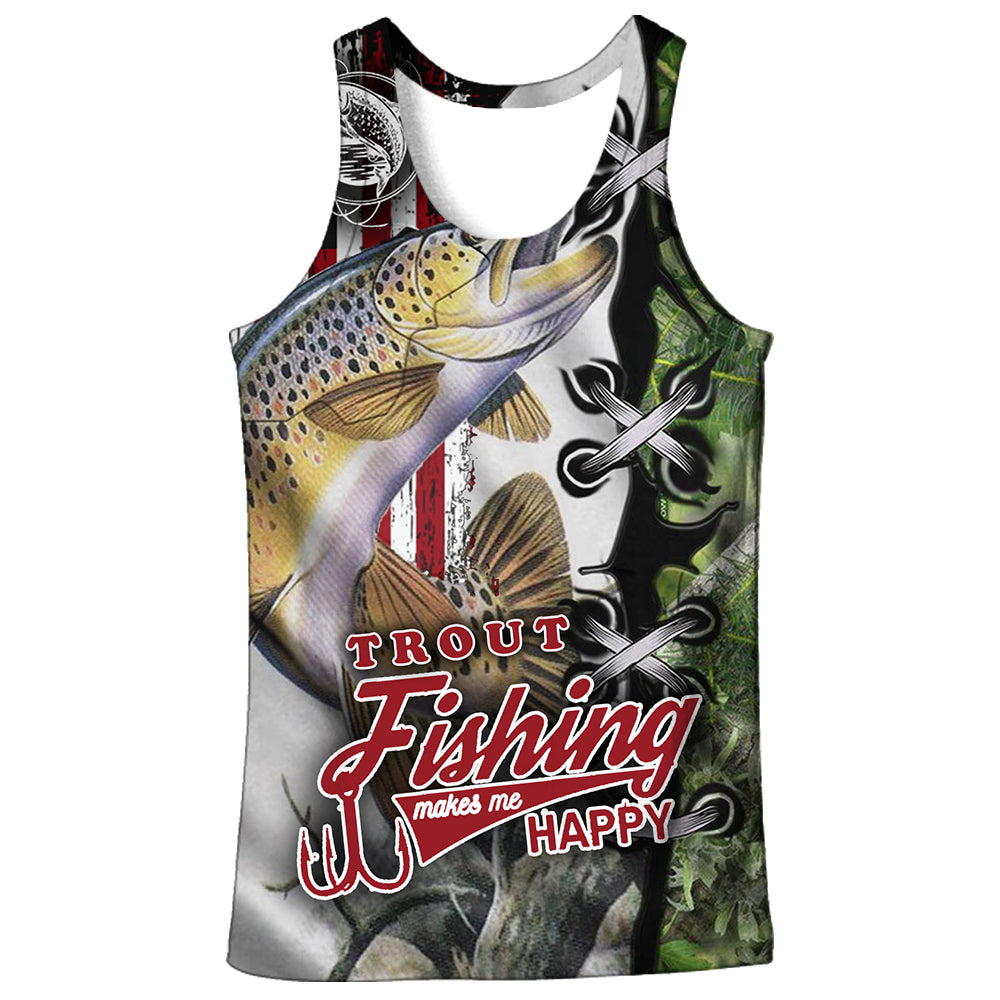 Trout Fishing makes me happy - Tank Top