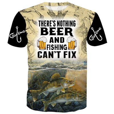 There's nothing beer and fishing can't fix - Walleye T-Shirt, Color 4 / 3XL