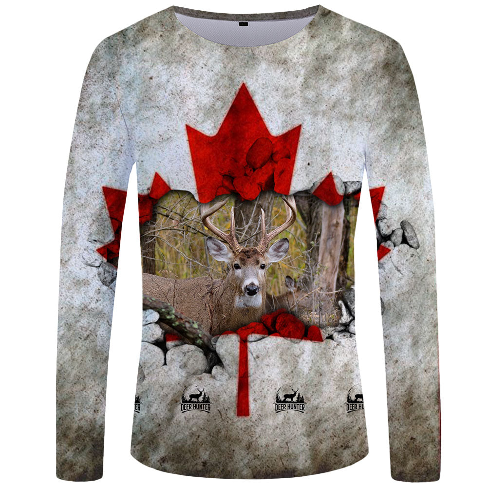 Deer Hunter Canada Flag UPF 50+ Long Sleeve Shirt