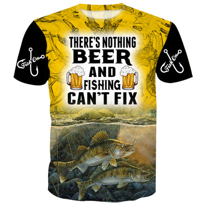 There's nothing beer and fishing can't fix - Walleye T-Shirt, Color 4 / 3XL