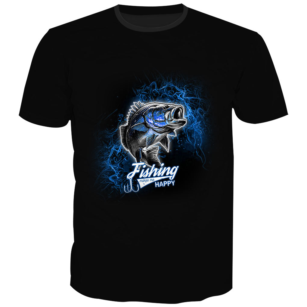 Blue Lightning Bolt - Chest Print T-Shirt