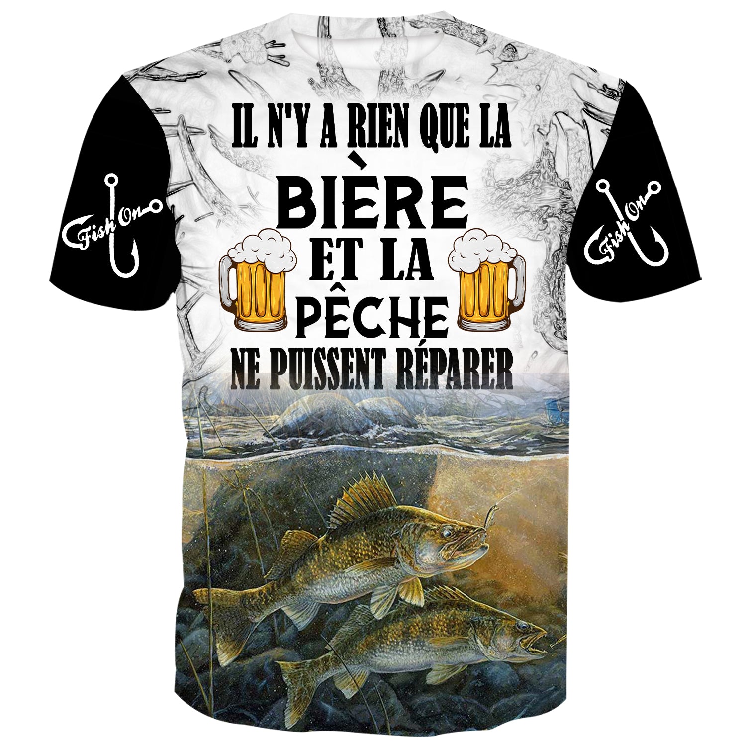 Il n'y a rien que la bière et la pêche ne peuvent réparer - T-shirt doré