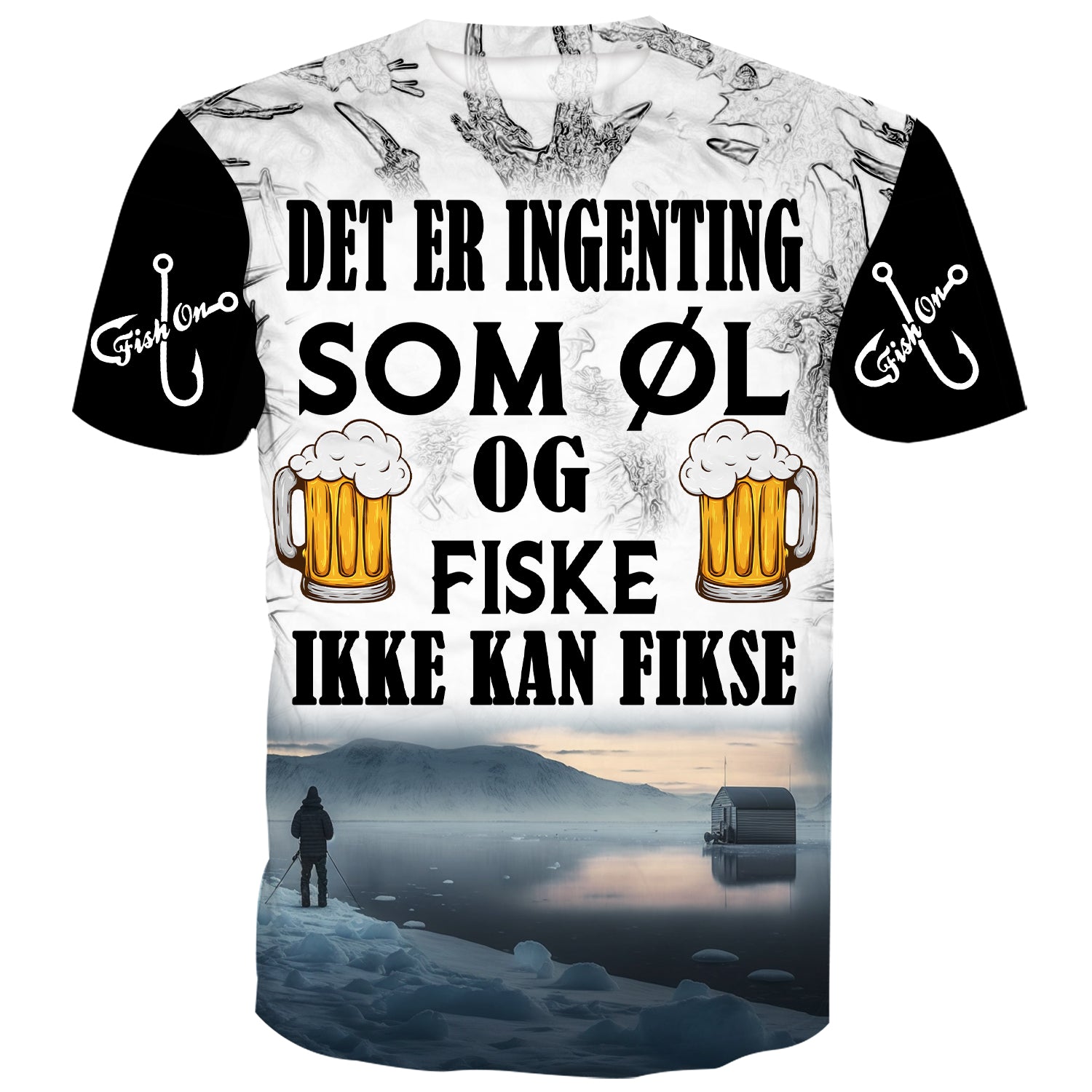 Det er ingenting øl og fiske ikke kan fikse - Finnmark isfiske T-skjorte