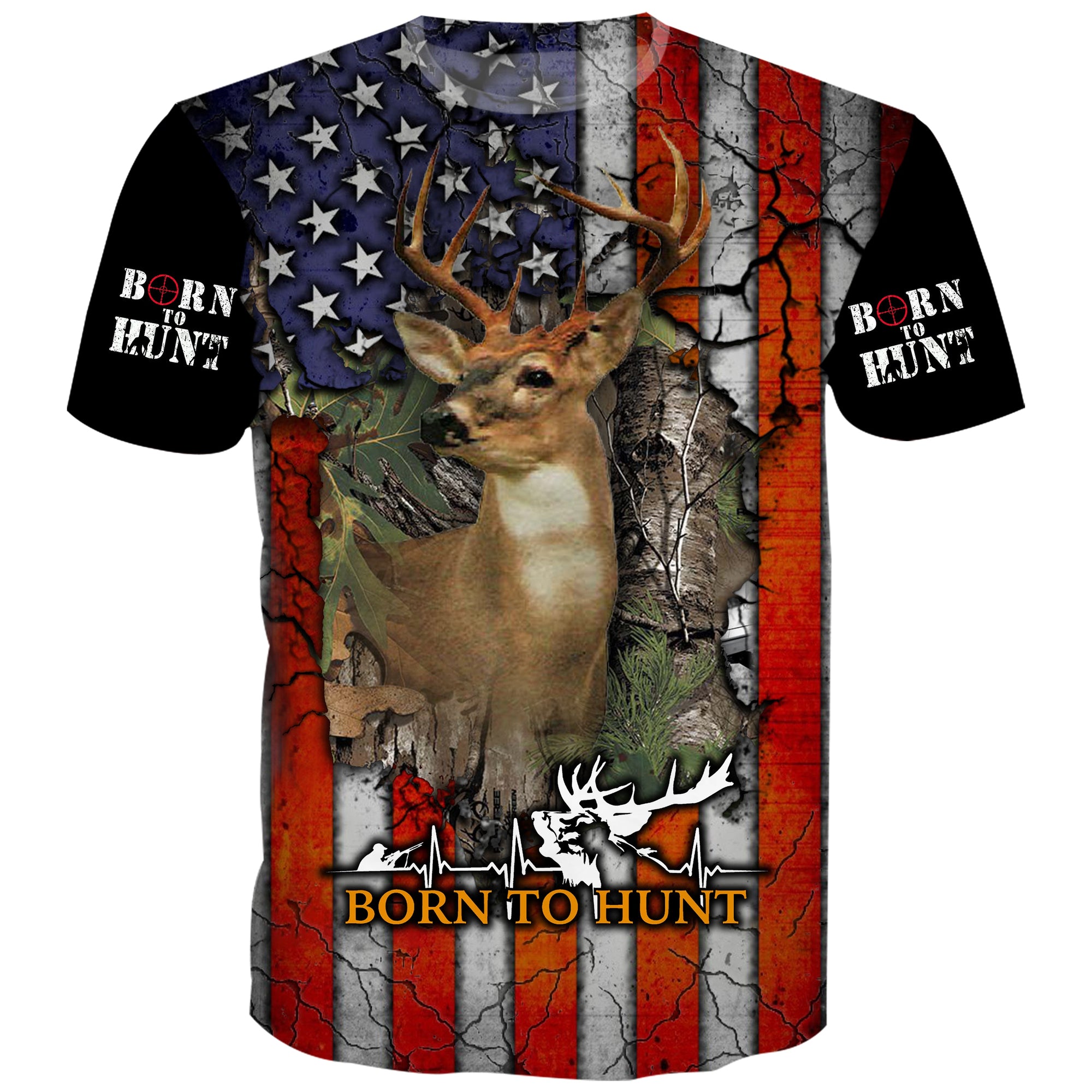 Born to Hunt US Flag - T-Shirt