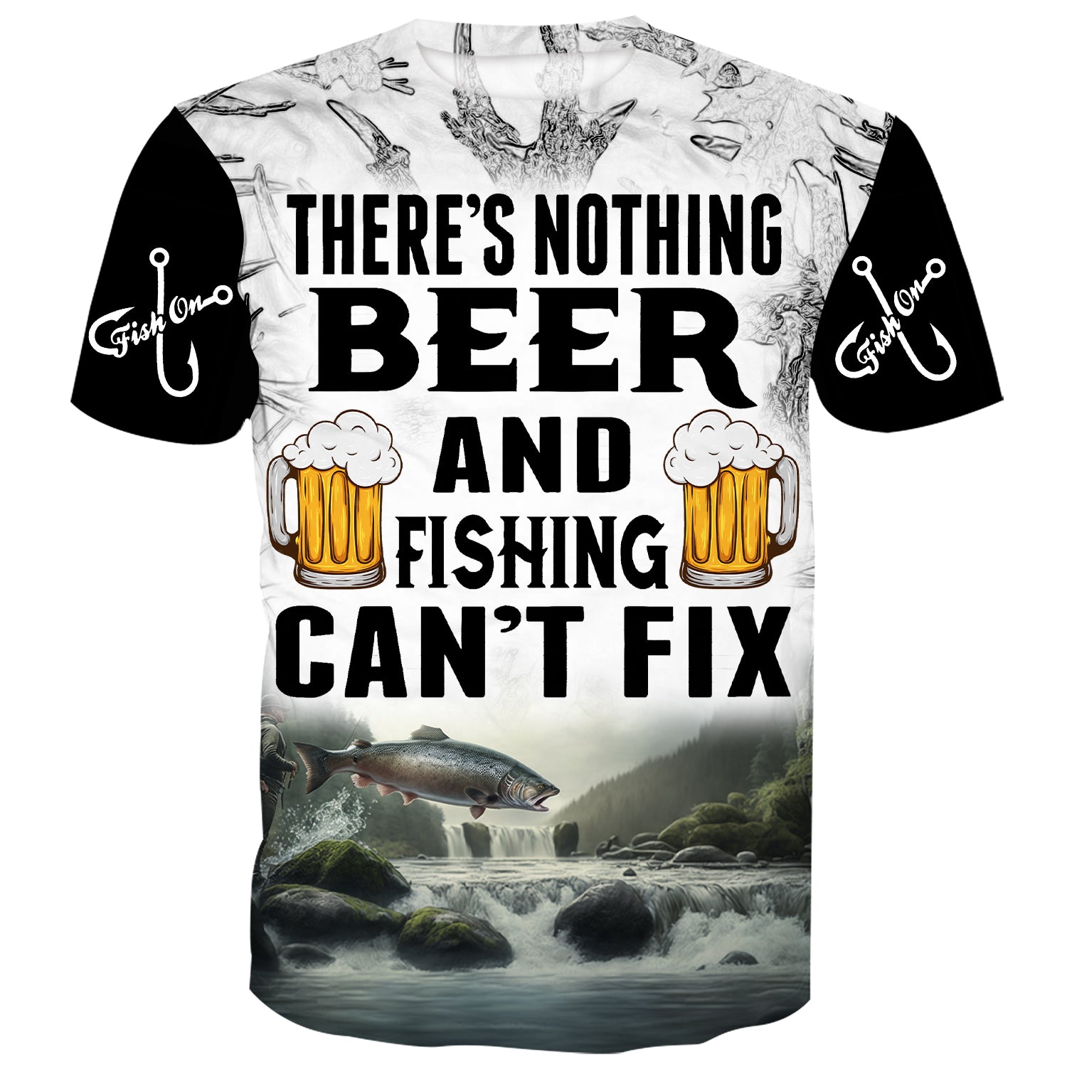 There's nothing beer and fishing can't fix - Salmon Fishing T-Shirt
